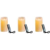 Melitt 3X LED Candles, Flickering Flameless Candles, Rechargeable Candle, Real Wax Candles with Remote Control,10cm A