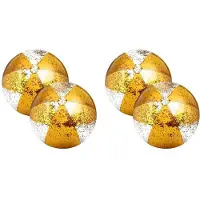 Melitt 4Pcs 16Inch Inflatable Beach Balls Gold Confetti Pool Balls for Swimming Pool for Adults Summer Birthday Party Gold