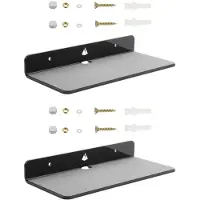 Melitt 2X Wall Shelf Speaker Stand, Acrylic Wall Mount Display Shelf for Speaker, Webcam, Cell Phones, Toy-Black