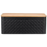 Melitt Bread Bin,Innovative Bread Box Thanks to Carbon Coating,with Integrated Ventilation Holes,Including Bamboo Lid Black