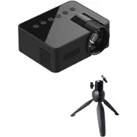 Melitt Projector LED HD 1080P Wireless Mobile Phone Projector with Projector Stand Portable Home Theater Video Player-A