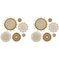 ISTOVO 12PCS Boho Wall Basket Decor Set Woven Rattan Flat Baskets Wall Hanging Decor Handmade Tassels Flower Wall Baskets Decor