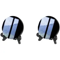Melitt 2X Obsidian with Stand Feng Shui Smooth Natural Crystal Home Decoration Gathering Wealth and Righteousness 80mm