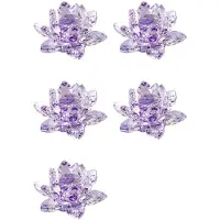 Melitt 5X F Crystal Lotus Flower Figurine Valentine Wedding Decor Glass Collection Paperweight Table Ornaments Souvenir