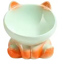 Melitt Gradient Ceramic Cat Bowl Pet Bowl Eating Bowl Drinking Bowl Pet Supplies Dog Bowl Cat Bowl with Slanted Mouth Green