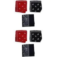 ISTOVO Set of 6 Bandanas Paisley and Woman 57 x 57 cm Black + Red + Navy