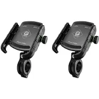 Wella 2X Black Aluminum Alloy Bike Bicycle Motorcycle Handlebar Mirror Mobile Phone Mount Holder Stand