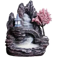 Wella High Mountain Flowing Waterfall Backflow Incense Burner Home Fragrance Diffuser Incense Burner Decoration,E