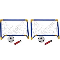 Wella 2X Folding Football Soccer Goal Post Net Set with Pump Kids Sport Indoor Outdoor Games Toys