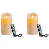 Melitt 2X LED Candles, Flickering Flameless Candles,Rechargeable Candle, Real Wax Candles with Remote Control,12.5cm