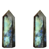 Wella 2X Moonstone Crystal Column Natural Labradorite Quartz Obelisk Crystal Column Wand Point Healing Stone Home Decor 5-6cm