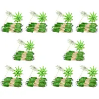 ISTOVO 10X Green Coconut Tree Toothpicks Paper Umbrellas Toothpicks Handmade Cocktail Parasol Sticks for Cocktail Decorations