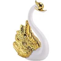 ISTOVO 4 Pieces of Swan Ornaments Figurines,Swan Cake Decoration,Car Figurines Decoration,Home Wedding Christmas Decoration A