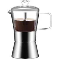 Melitt Moka Induction Stovetop Espresso Maker,Glass-Top & Stainless Steel Espresso Moka Pot,Classic Italian Coffee Maker, 240Ml