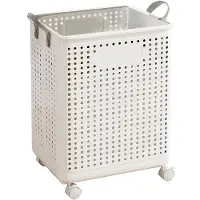Melitt Household Folding Dirty Laundry Basket Bathroom Laundry Basket with Pulley Basket 37.7x31x50cm