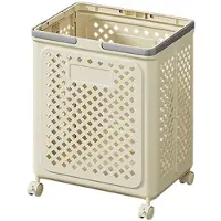 ISTOVO Rolling Laundry Hamper Foldable Wheeled Laundry Basket 37x48cm/14x18 Inches Large Clothes Hamper Wheeled Laundry Basket