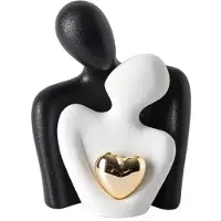 Melitt Heart-Shaped Abstract Simple Character Decoration Wine Cabinet Hallway Couple Hug Art Decoration Ceramic Crafts L