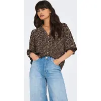 ONLY Bluse 'ONLRAYA' mørkebeige / sort / hvid