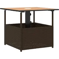 vidaXL havebord med parasolhul 55x55x46,5 cm polyrattan brun