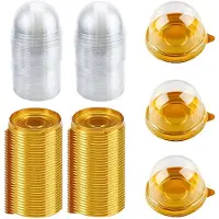Typecat 100 PCS Clear Plastic Cupcake Box Round Cupcake Mooncake Dessert Container Box Cookies Muffins Dome Box