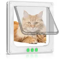 Melitt Large Cat Door, 4 Way Locking Cat Flap Door for Interior Exterior Doors, Pet Door for Circumference < 23"