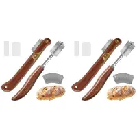 Melitt 4Pcs Bread Lame Tool Knife Sourdough Scoring Tool with 10 Pcs Replaceable Blades Wooden Handle Lame Slashing Tool