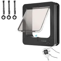 Melitt Cat Door with 3 Collar Sensor, RFID Cat Door Collar Activated with Remote Control, 4 Way Locking Black