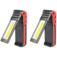 Melitt 2X Super Bright COB LED Working Light with Magnetic Base & Hook USB Rechargeable Dimmable Flashlight