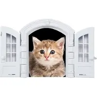 Melitt French Cat Door French Pet Free Entry and Exit Double Door ABS Cat Door Dog Door Hole