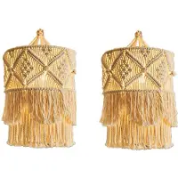 Exogio 2X Handmade Wall Lampshade Bohemia Macrame Boho Decor Handcraft Tassel Background Headboard Hanging
