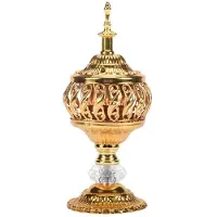 Wella Incense Burner Incense Bakhoor Charcoal Incense Burner Metal Arab Censer Desktop Decor for Incense Sticks Cones