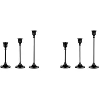 Semoic Taper Candle Holders Black Candlestick Set of 6 Candle Stick Long Holder for Fireplace Dining Table Home Decoration