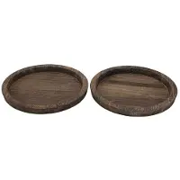 Wella 2Pcs Rustic Wooden Tray Candle Holder - Small Decorative Plate Pillar Candle Tray Wood for Farmhouse Dining Table