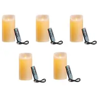 Melitt 5X LED Candles, Flickering Flameless Candles, Rechargeable Candle, Real Wax Candles with Remote Control,10cm A