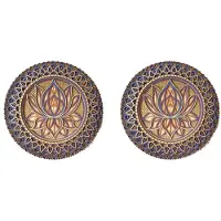 Melitt 2X Lotus Flower Mandala-Art Wall, Lotus Flower Mandala Metal Wall Hanging for Room Decoration Bohemian Wall Art (A)