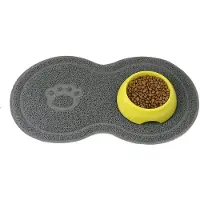 Typecat Pet Food PVC Mat Waterproof Non-Slip Pet Feeding Mat Pet Bowl Mat, Pet Feeding Tray for Cats and Dogs (Grey)