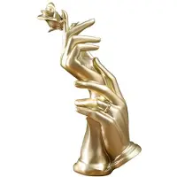 Torribaly -Wedding Valentines Day Gift Fashion-Home Decor Resin Hands Hold Flower Statue Hands with Rose Sculpture
