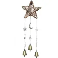 Torribaly Witch Bells Protection Door Hangers Witch Wind Chimes Hanging Witch Bells Handmade Rattan Wind Chimes Decor Silver