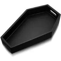 Torribaly Coffin Shape Black Tray Storage Box Gothic Wood Tray Decoration Birthday Present Gift