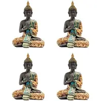 Typecat 4X Buddha Statue Thailand Sculpture Resin Handmade Buddhism Hindu Feng Shui Figurine Meditation Home Decor Ornament
