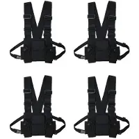 Jojomino 4X Radio Walkie Talkie 3 Pocket Chest Pack Bag Harness with Zipper for