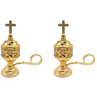 ISTOVO 2X Charcoal Incense Burner Gold Incense Holder Charcoal for Incense Burner Censer Incense Burner Catholic Incense Burner