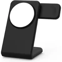 Tlily 3-in-1 Foldable Wireless Charger Stand for 15/14 and Watch S8/7 Magnetic Fast Charging Dock Black & White