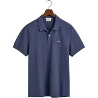 Gant Ganttil mænd. 2210 Pique polo shirt Regular Fit Shield blå (XL), Casual, Bomuld, Klassisk, Korte ærmer