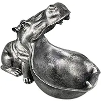 Typecat Hippopotamus Statue Home Resin Hippopotamus Figurine Fun Candy Dish,Key Bowl, Mouth Sculpture Table Art Decoration C