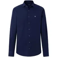 Hackett London Hackett Londontil mænd. HM3010764 Ess Stretch Pop marineblå skjorte (L), Casual, Bomuld, Klassisk, Lange ærmer