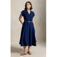 Ralph Lauren Polo Ralph Laurentil kvinder. 211B22538002 Kortærmet marineblå skjortekjole i hør (34), Casual, Linned, Korte ærmer