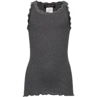 Rosemunde Top - Lang - Rib - Mørkegråmeleret m. Blonder - - 6 år (116) - Tanktop