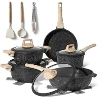 Just perfecto 14-delt kogegrejssæt / sort gryde- og pandesæt / PFAS-fri non-stick-belægning til induktion