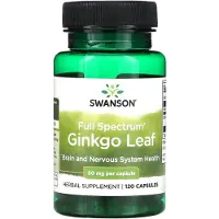 Swanson Health , Fuldstændig Spektrum Ginkgo Blad, 60 mg, 120 Kapsler